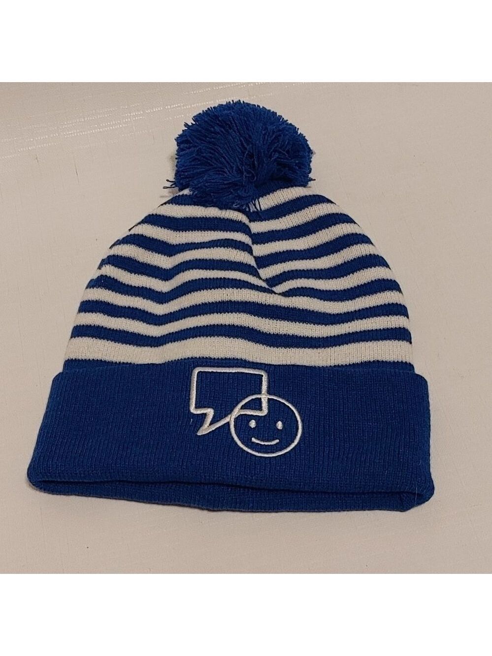 Bell Let's Talk Day White and Blue Striped Toque Brand New